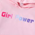 2pcs Kid Girl Letter Print Pink Hoodie Sweatshirt and Elasticized Pants Set Pink image 2
