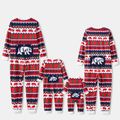 Christmas Family Matching Allover Print Red Long-sleeve Zipper Onesies Pajamas (Flame Resistant) MultiColour image 3