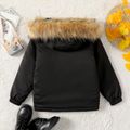 Kid Boy Fluffy Faux Fur Design Hooded Padded Coat Black image 3