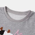 Mommy and Me Letter & Cow Embroidered Grey Long-sleeve Sweatshirts Grey image 3
