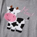 Mommy and Me Letter & Cow Embroidered Grey Long-sleeve Sweatshirts Grey image 5