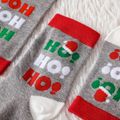 Family Matching Christmas Letter Pattern Crew Socks Grey