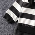 2pcs Toddler Girl Trendy Slit Denim Jeans and Stripe Statement Collar Sweatshirt Set BlackandWhite image 4