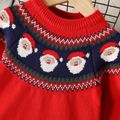 Toddler Boy/Girl Christmas Santa Claus Pattern Colorblock Sweater Red image 5