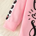 Baby Girl Letter Print Leopard Spliced Long-sleeve Hoodie Dress Pink image 5
