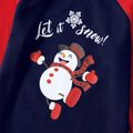 Christmas Family Matching Snowman & Letter Print Raglan-sleeve Pajamas Sets (Flame Resistant) Blue image 5