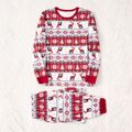 Christmas Family Matching Allover Red Print Long-sleeve Pajamas Sets (Flame Resistant) Burgundy image 2