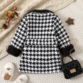 Baby Girl Thermal Fuzzy Lapel Collar Houndstooth Winter Coat BlackandWhite image 2
