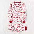 Christmas Family Matching Allover Deer Print Long-sleeve Naia Pajamas Sets (Flame Resistant) White image 5
