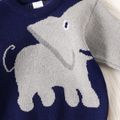Toddler Boy Plauful Elephant Pattern Colorblock Knit Sweater Dark Blue image 4