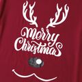 Christmas Family Matching Deer & Letter Print Short-sleeve Pajamas Sets (Flame Resistant) WineRed image 4