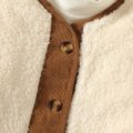 3pcs Kid Girl Button Design Flannel Fleecce Jacket & Pants and Scarf Set Beige image 3