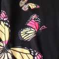 2pcs Kid Girl Butterfly Print Black Sweatshirt and Pink Leggings Set Black image 4