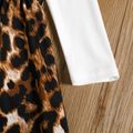 Toddler Girl Letter Leopard Print Splice Long-sleeve Dress White image 3