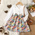Toddler Girl Floral Print Ruffled Splice Bowknot Design Long-sleeve Dress Colorful image 1