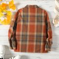 Kid Boy Lapel Collar Plaid Long-sleeve Shirt (Tee is not included) Brown image 4
