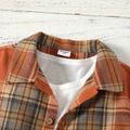 Kid Boy Lapel Collar Plaid Long-sleeve Shirt (Tee is not included) Brown image 2