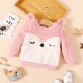 Baby Girl 3D Animal Ears Fuzzy Long-sleeve Pullover Pink image 1