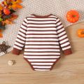 Thanksgiving Day Baby Boy/Girl Turkey Graphic Long-sleeve Striped Romper Brown image 5