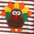 Thanksgiving Day Baby Boy/Girl Turkey Graphic Long-sleeve Striped Romper Brown image 2
