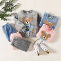 Toddler Teddy Bear Applique Long-sleeve Flannelette Set Pink image 2