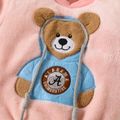 Toddler Teddy Bear Applique Long-sleeve Flannelette Set Pink image 4