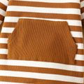Baby Boy/Girl 95% Cotton Ribbed Striped Long-sleeve Jumpsuit with Pocket Brown image 5