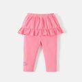 Looney Tunes Baby Girl 95% Cotton Bow Front Ruffle Trim Leggings Pants Pink image 3