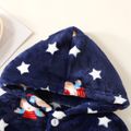 Toddler 2pcs Star Allover Applique Decor Hooded Long-sleeve Flannelette Set Dark Blue