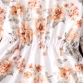 2pcs Toddler Girl Floral Print Ruffle Hem Long-sleeve Tee and Polka dots Leggings Set Brown image 4