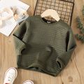 Toddler Girl/Boy Basic Solid Color Textured Pullover Sweatshirt Army green image 1