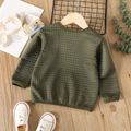 Toddler Girl/Boy Basic Solid Color Textured Pullover Sweatshirt Army green image 2
