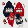 Christmas Family Matching Allover Deer & Snowflake Print Long-sleeve Hoodies ColorBlock image 1