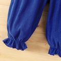 2pcs Baby Girl Solid Ribbed Mock Neck Long-sleeve Top and Polar Fleece Ruffle Trim Suspender Pants Set BLUEWHITE image 5