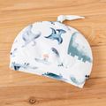 2pcs Baby Boy Allover Dinosaur Print Long-sleeve Jumpsuit with Hat Set White image 5