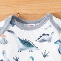 2pcs Baby Boy Allover Dinosaur Print Long-sleeve Jumpsuit with Hat Set White image 3
