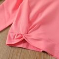 2pcs Kid Girl Twist Knot Long-sleeve Tee and Letter Print Pants Set Pink image 3