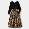 Family Matching Black Leopard Spliced Dresses and Long-sleeve Colorblock Sweatshirts Sets ColorBlock image 2