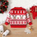 Christmas Baby Boy/Girl Allover Pattern Long-sleeve Knitted Sweater Red image 2