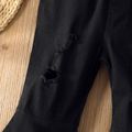 Toddler Girl Trendy Ripped Denim Flared Jeans Black image 4