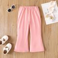 Toddler Girl Heart Embroidered Elasticized Flared Pants Pink image 3