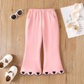 Toddler Girl Heart Embroidered Elasticized Flared Pants Pink image 1