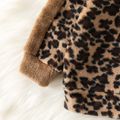 2pcs Toddler Boy Leopard Print Fleece Hoodie Sweatshirt and Elasticized Pants Set Brown image 5