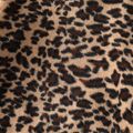 2pcs Toddler Boy Leopard Print Fleece Hoodie Sweatshirt and Elasticized Pants Set Brown image 3