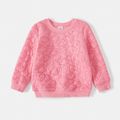 Mommy and Me Pink Heart Textured Long-sleeve Sweatshirts Pink image 3