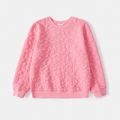 Mommy and Me Pink Heart Textured Long-sleeve Sweatshirts Pink image 2