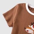 Christmas Family Matching Reindeer & Letter Print Short-sleeve Pajamas Sets (Flame Resistant) Khaki image 5