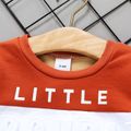 2pcs Baby Boy Letter Print Colorblock Long-sleeve Sweatshirt and Sweatpants Set Apricot image 2