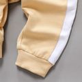 2pcs Baby Boy Letter Print Colorblock Long-sleeve Sweatshirt and Sweatpants Set Apricot image 5
