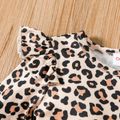 2pcs Toddler Girl Ruffled Leopard Print Long-sleeve Tee and Suspender Flared Pants Set ColorBlock image 3